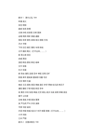 游戏资料：三国志11 各剧本在野武将大全