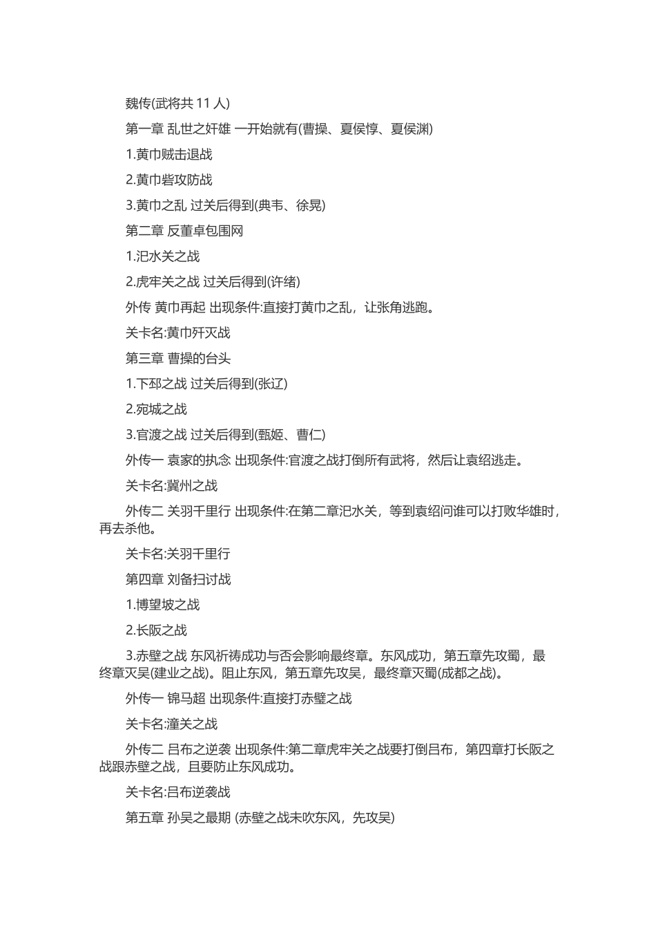 真·三国无双3  人物、关卡、外传出现方式_第1页