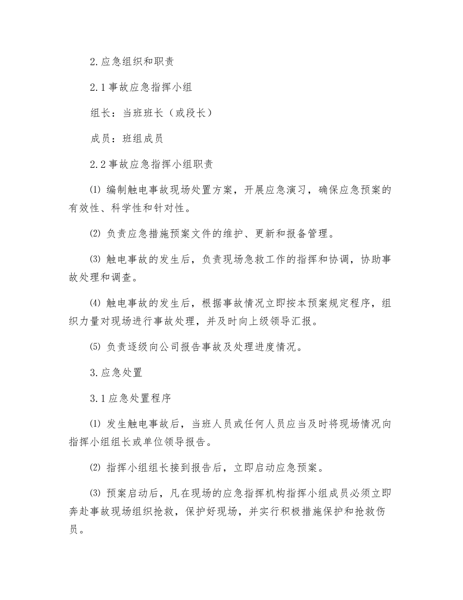 触电人身伤亡事故现场处置方案_第2页