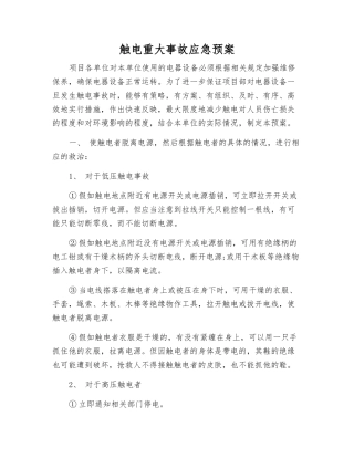 触电重大事故应急预案