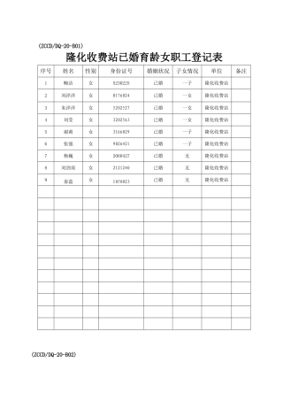 计划生育登记表