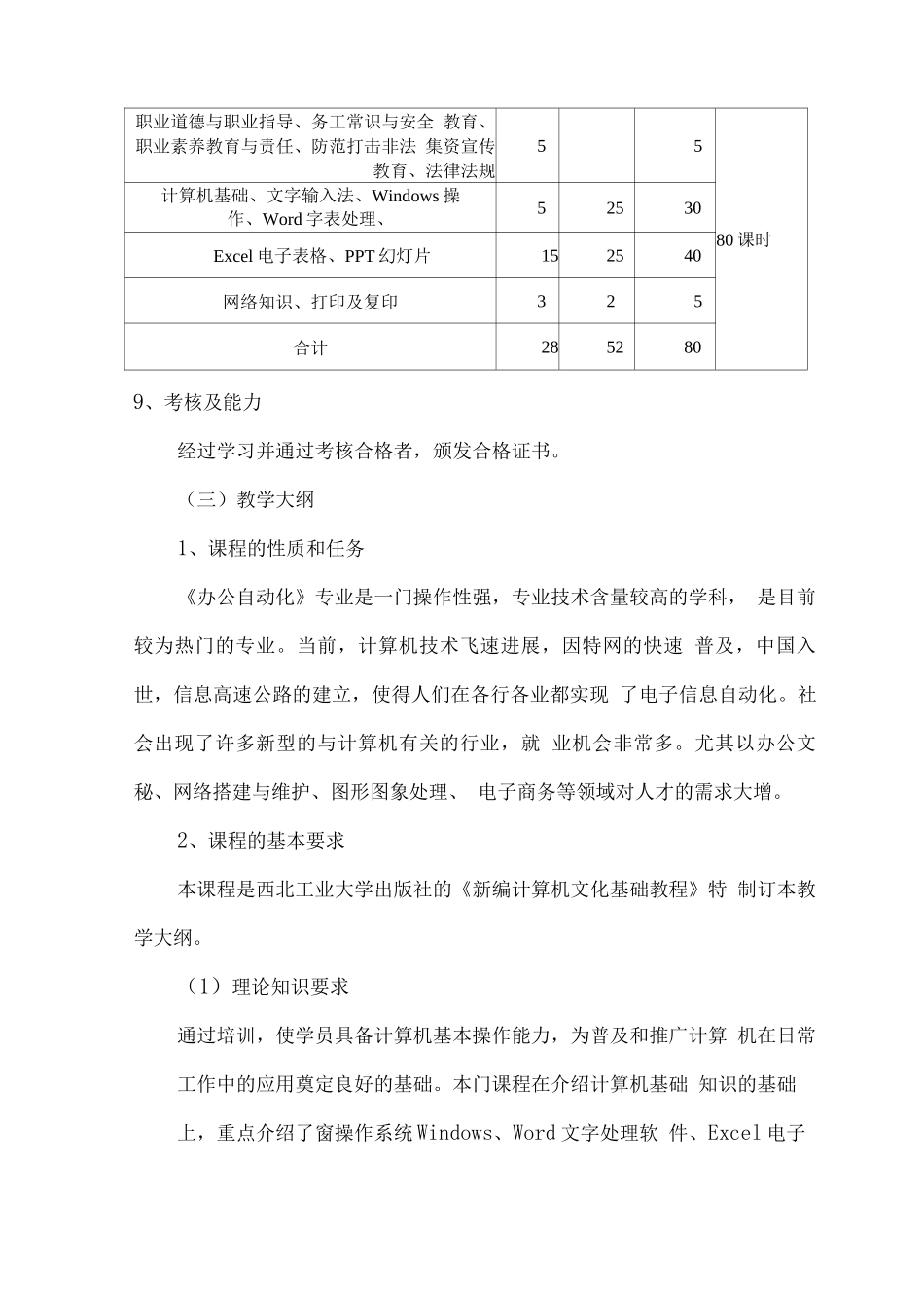 计算机操作员培训教学计划_第3页