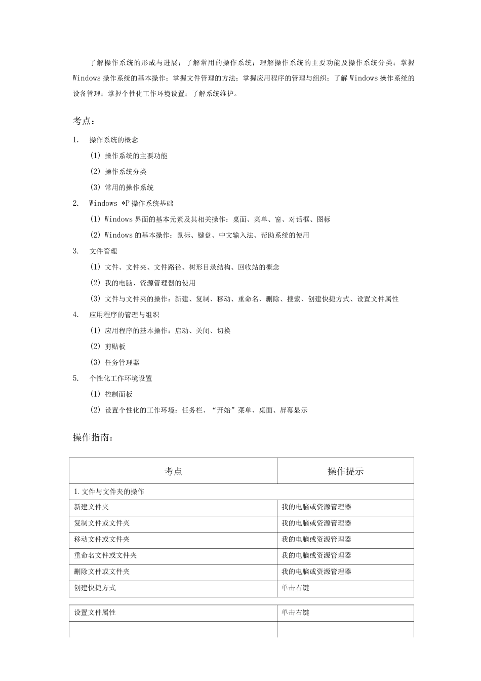 计算机文化基础课程考试大纲_第2页