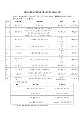 计算机检测维修与数据恢复关键技术与训练方案