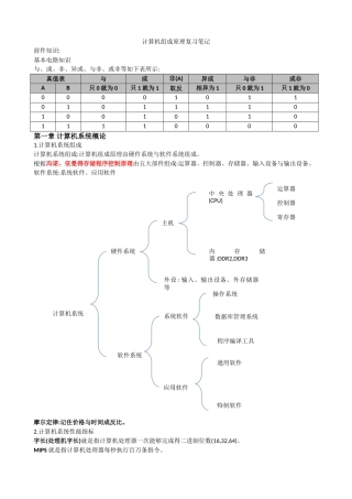 计算机组成原理复习笔记