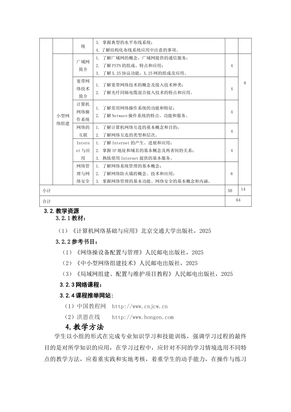 计算机网络基础与应用课程标准_第3页