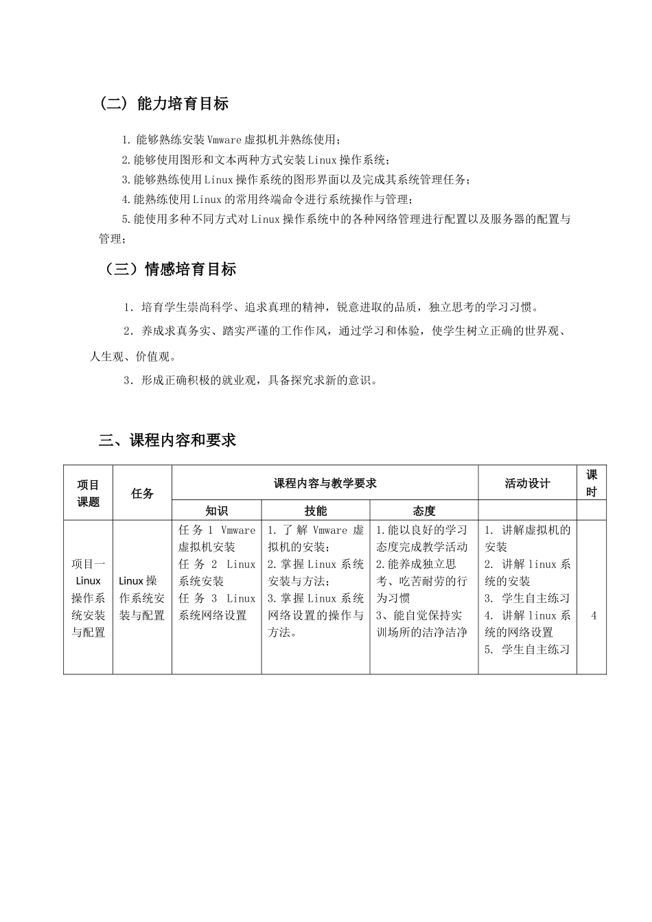 计算机网络技术专业《Linux基础》课程标准_第2页