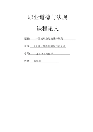 计算机职业道德