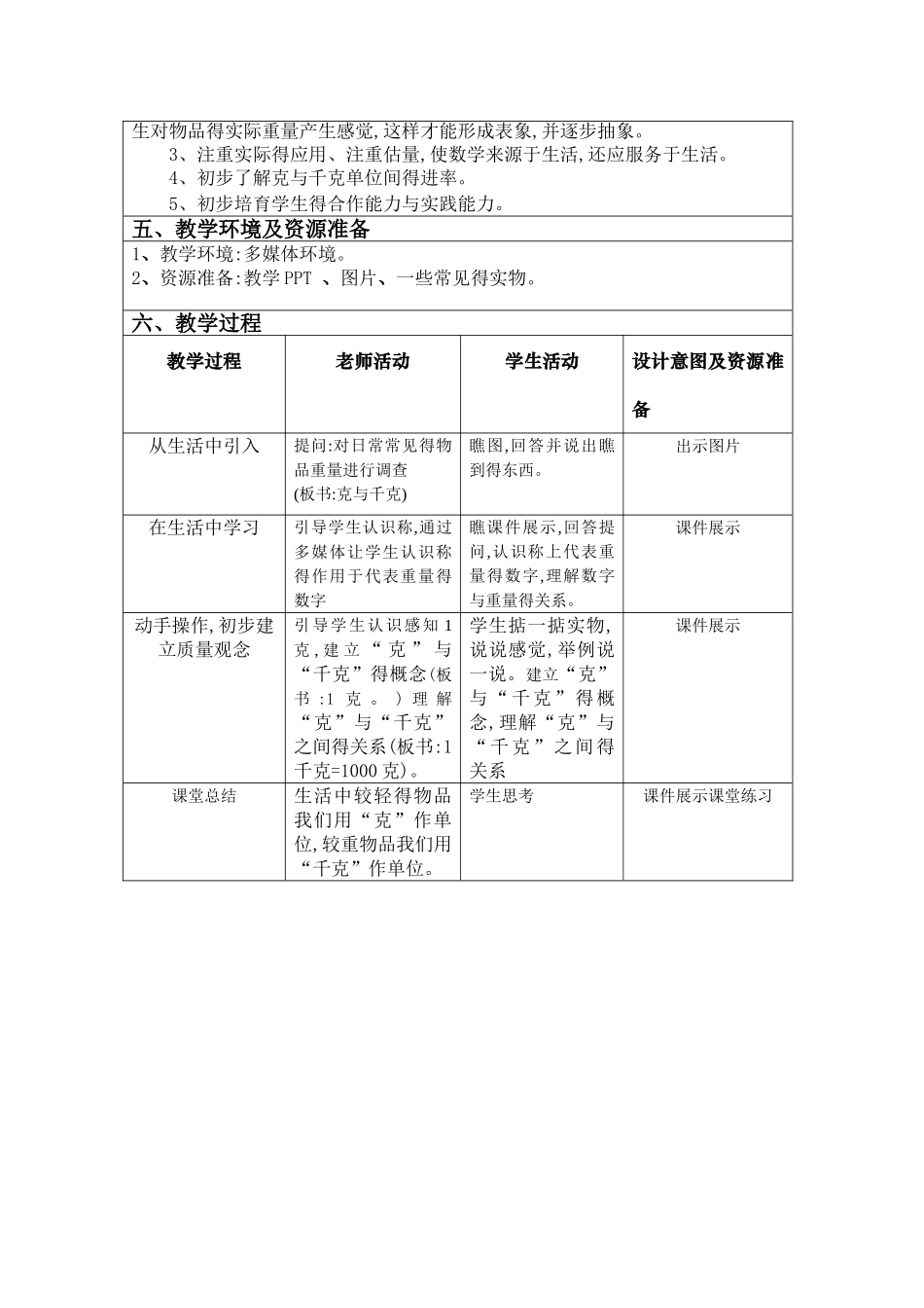 认识质量单位教学设计方案_第2页