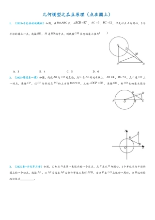 2026年中考数学压轴题专项练习-几何模型之瓜豆原理（点在圆上）（学生版+名师详解版）