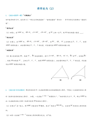 2026年中考数学压轴题专项练习-将军饮马（2）（学生版+名师详解版）