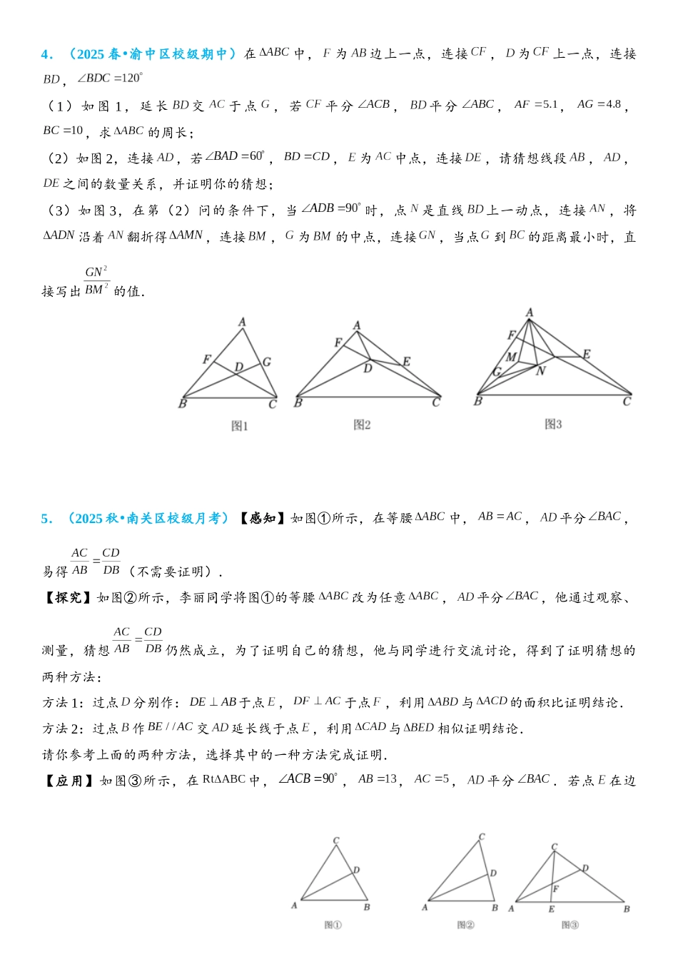 2026年中考数学压轴题专项练习-角平分线模型（学生版+名师详解版）_第3页