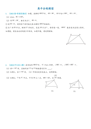 2026年中考数学压轴题专项练习-角平分线模型（学生版+名师详解版）