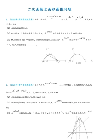 2026年中考数学压轴题专项练习-数之面积最值问题（学生版+名师详解版）