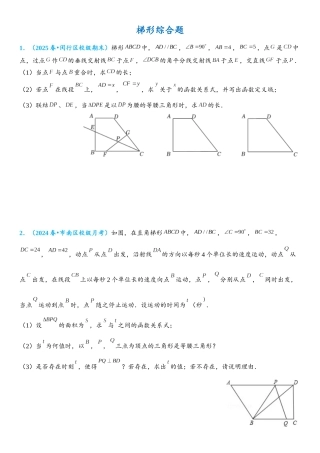 2026年中考数学压轴题专项练习-梯形综合题（学生版+名师详解版）