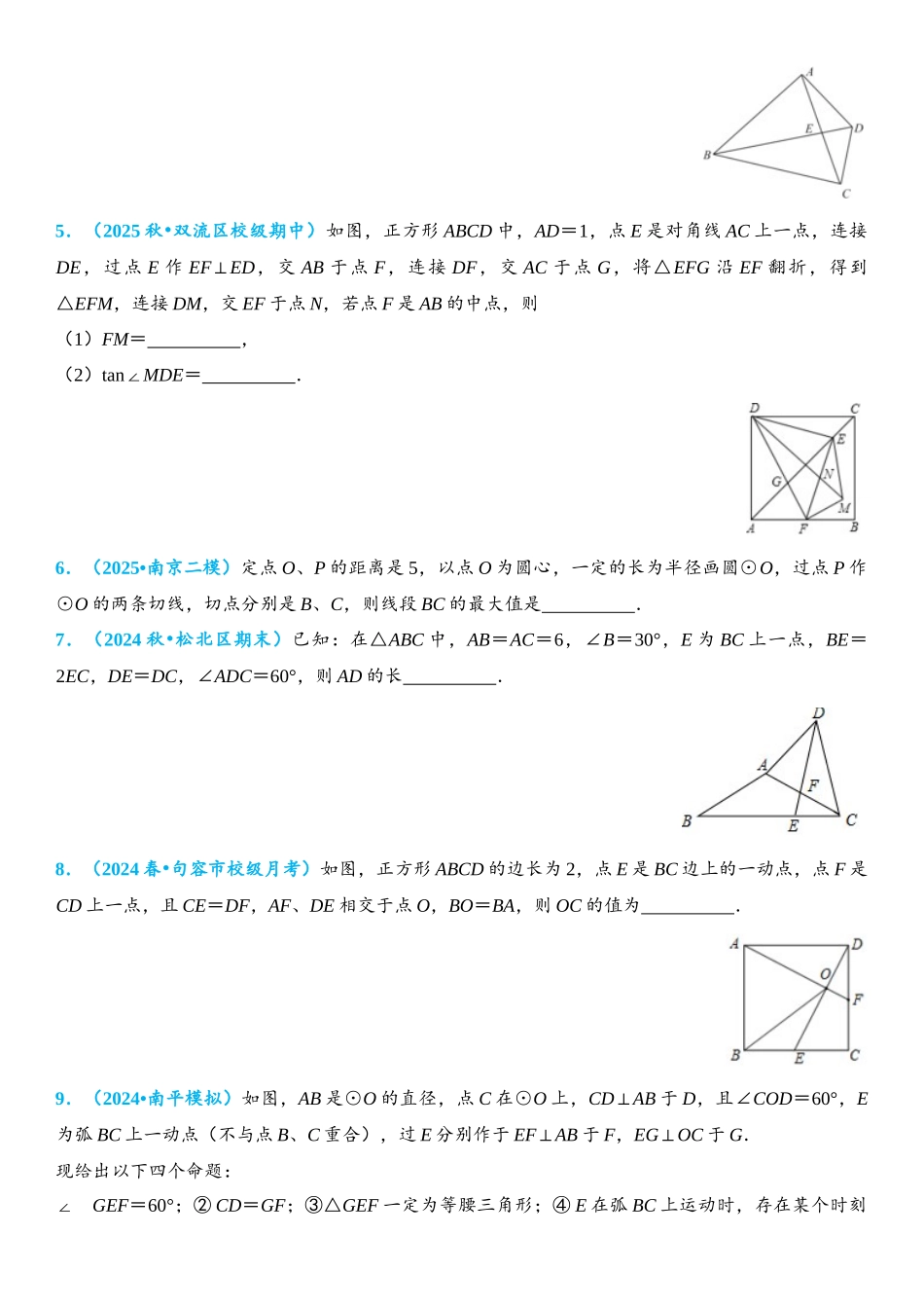 2026年中考数学压轴题专项练习-隐形圆之对角互补作圆（学生版+名师详解版）_第2页