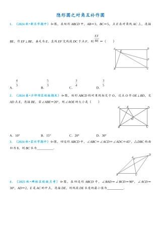 2026年中考数学压轴题专项练习-隐形圆之对角互补作圆（学生版+名师详解版）