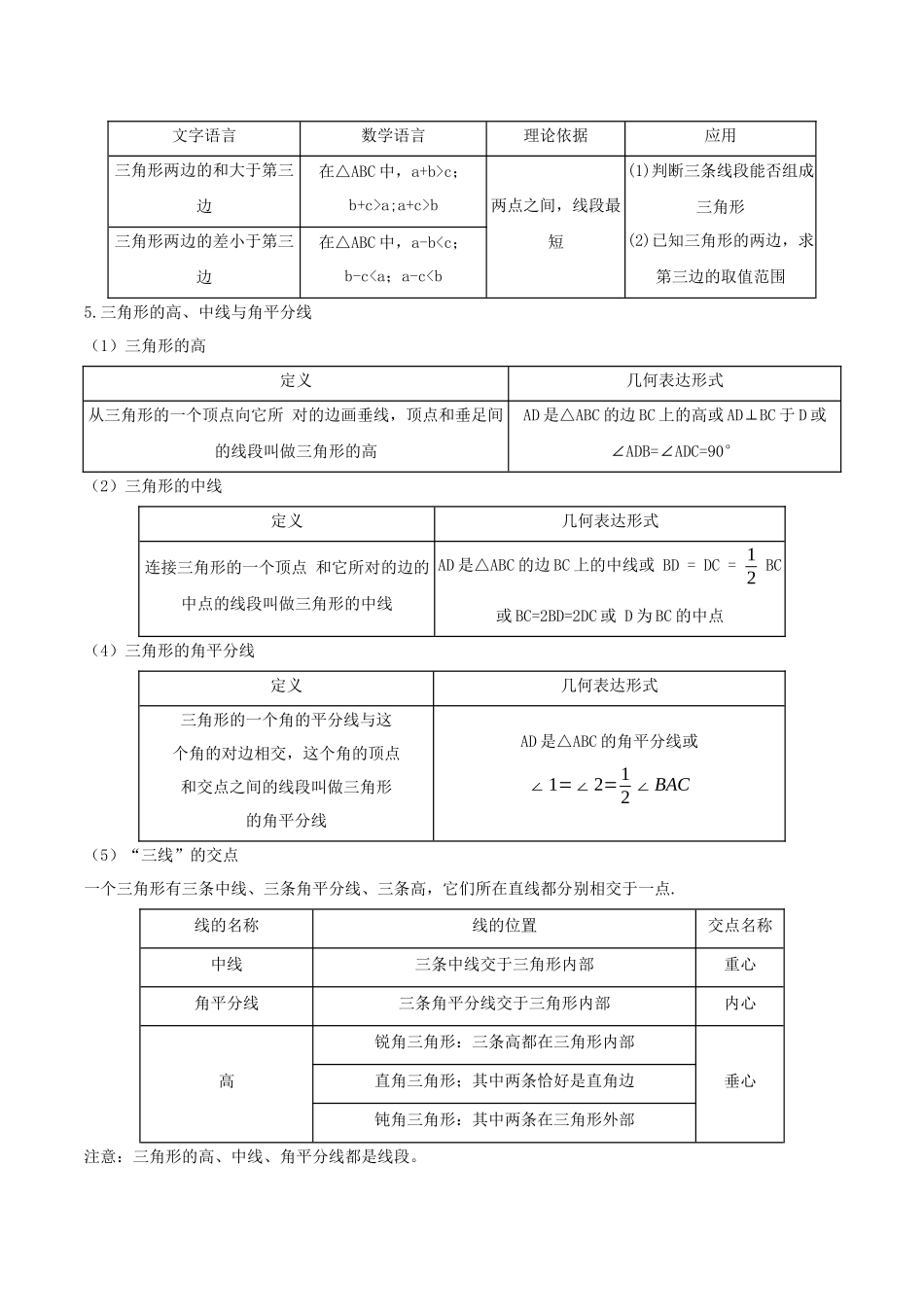 2026年中考数学一轮复习第10讲  三角形与全等三角形（知识点梳理）（记诵版）_第2页