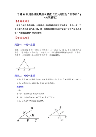 2026中考数学《重难点解读+专项训练》专题11 利用垂线段最短求最值（三大类型含“胡不归”)（学生版+名师详解版）