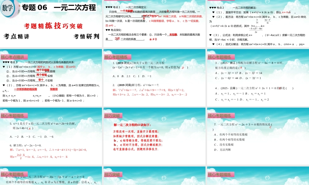 （高效课堂）2026中考数学夺分策略-专题06 一元二次方程 课件