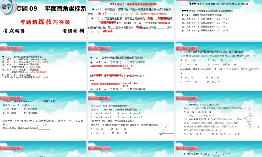 （高效课堂）2026中考数学夺分策略-专题09 平面直角坐标系 课件