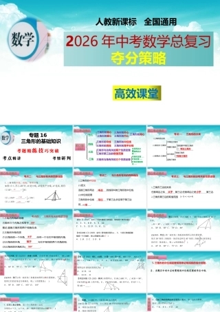 （高效课堂）2026中考数学夺分策略-专题16 三角形的基础知识 课件