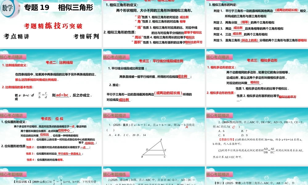 （高效课堂）2026中考数学夺分策略-专题19 相似三角形 课件