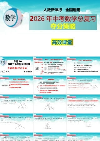 （高效课堂）2026中考数学夺分策略-专题20 直角三角形与勾股定理 课件