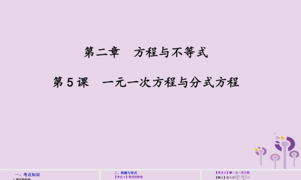 （2026年中考）数学考点一遍过第二章 方程与不等式第5课一元一次方程与分式方程 课件