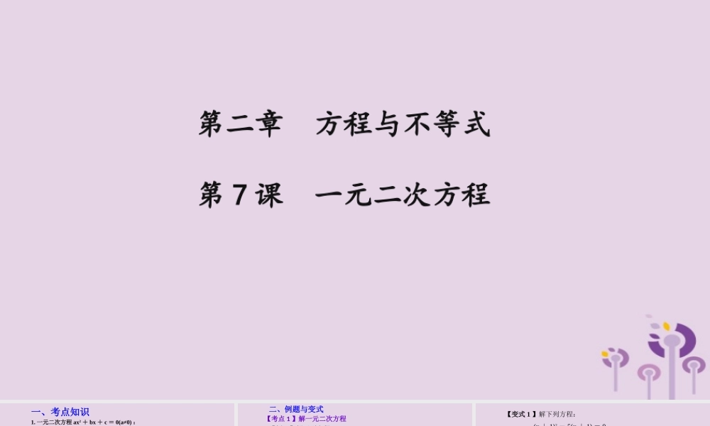 （2026年中考）数学考点一遍过第二章 方程与不等式第7课一元二次方程 课件