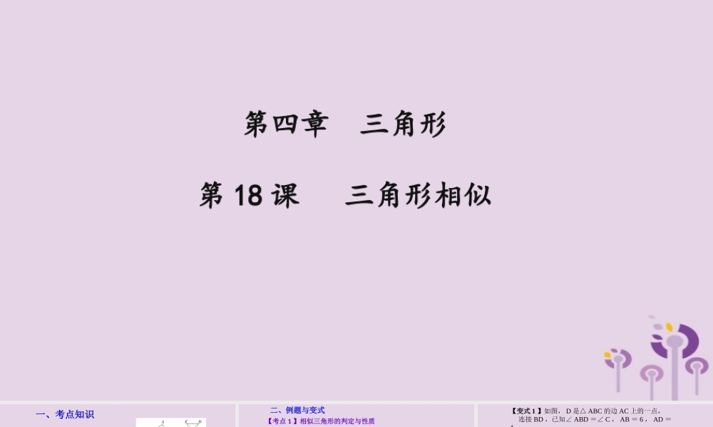 （2026年中考）数学考点一遍过第四章 三角形第18课三角形相似 课件