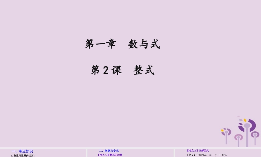 （2026年中考）数学考点一遍过第一章 数与式第2课整式 课件