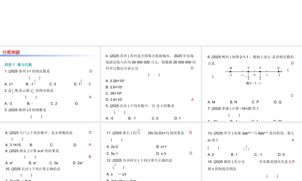 2026年中考数学题型专项突破 -专题一　 选择题突破 课件