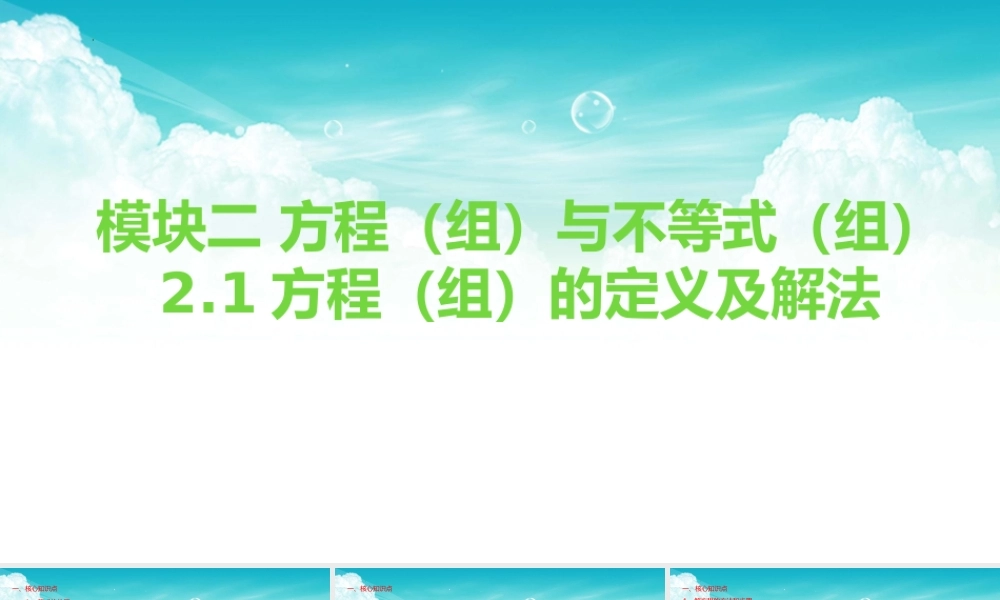 2026年中考数学复习一遍过2.1 方程（组）的定义及解法（复习课件）