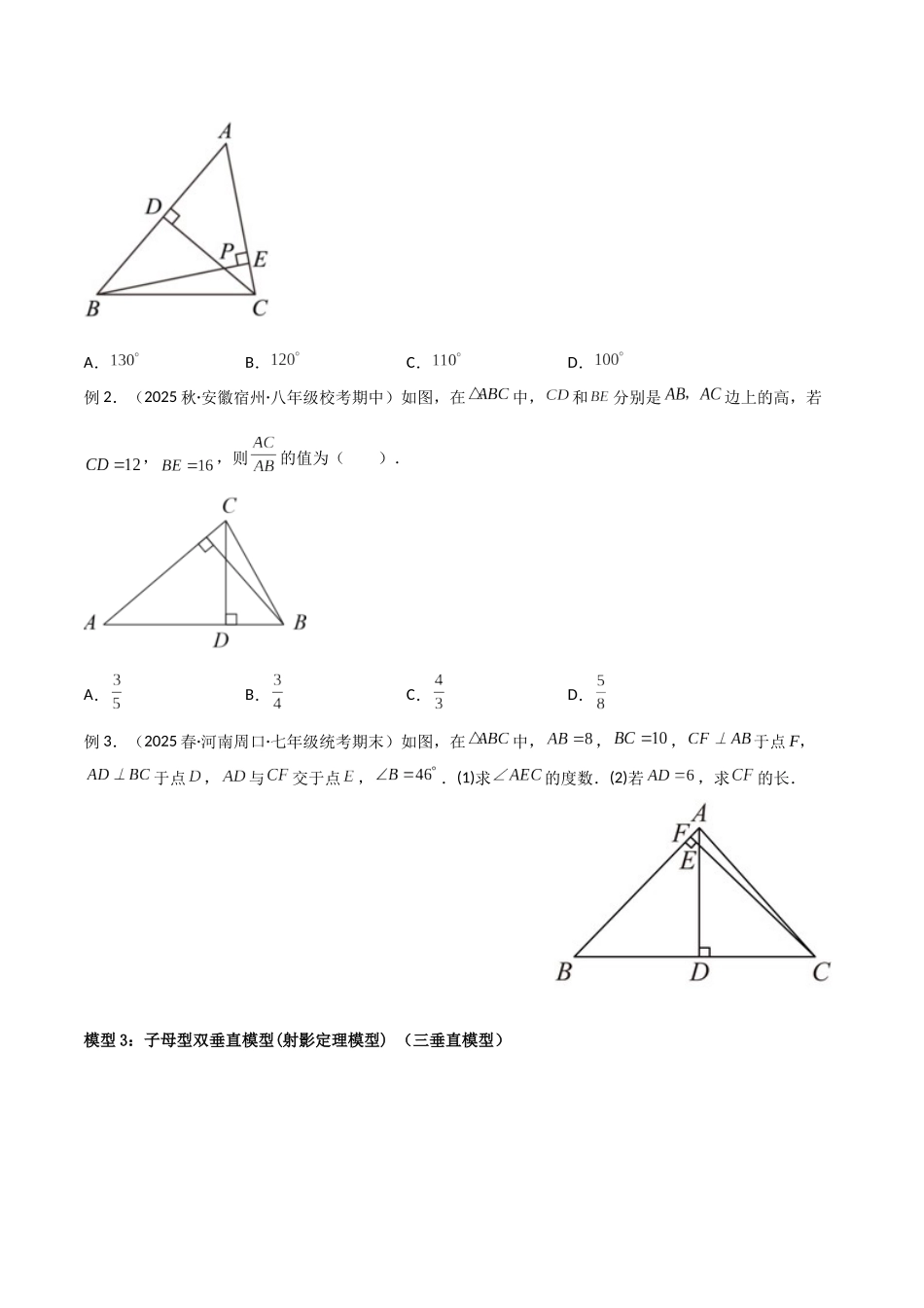 26年中考数学几何模型解读与训练专题04三角形中的导角模型-高分线模型、双（三）垂直模型（学生版+名师详解版）_第3页