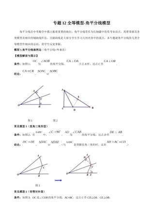26年中考数学几何模型解读与训练专题12全等模型-角平分线模型（学生版+名师详解版）