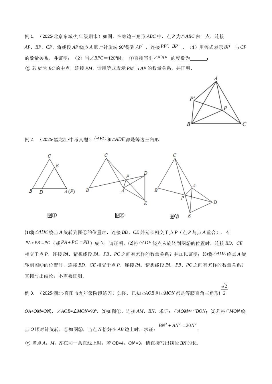 26年中考数学几何模型解读与训练专题15全等与相似模型-手拉手模型（学生版+名师详解版）_第2页