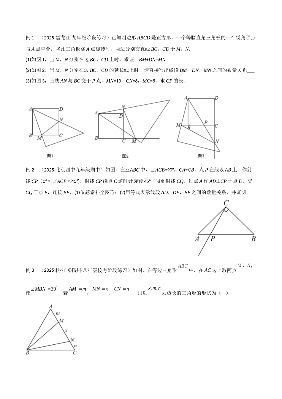 26年中考数学几何模型解读与训练专题16全等与相似模型-半角模型（学生版+名师详解版）_第3页