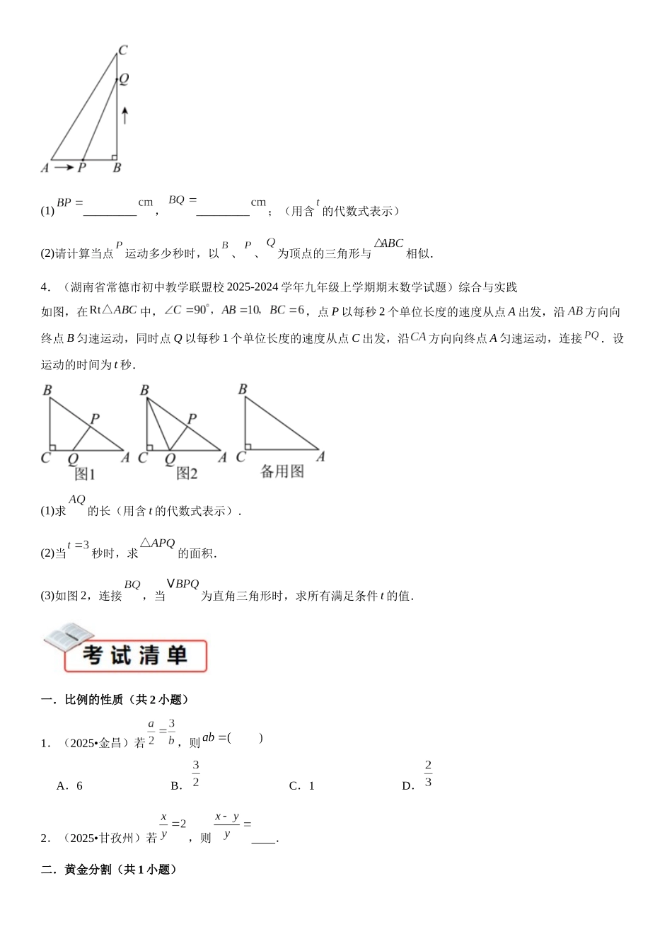2026中考数学夺分知识必备12相似三角形（易错清单11个考试清单真题专练）（学生版+名师详解版）_第3页