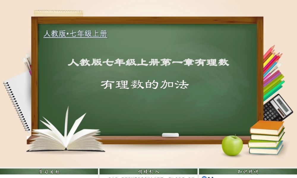 （2025秋季）新人教版七年级数学上册1.3.1 有理数的加法 课件