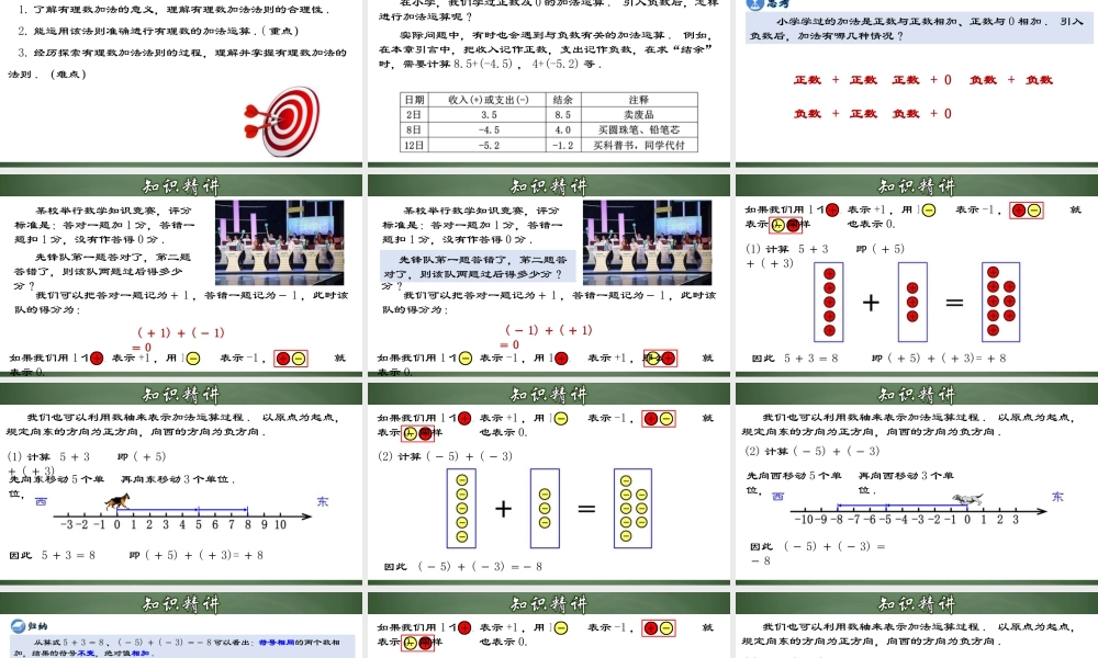（2025秋季）新人教版七年级数学上册1.3.1 有理数的加法 课件