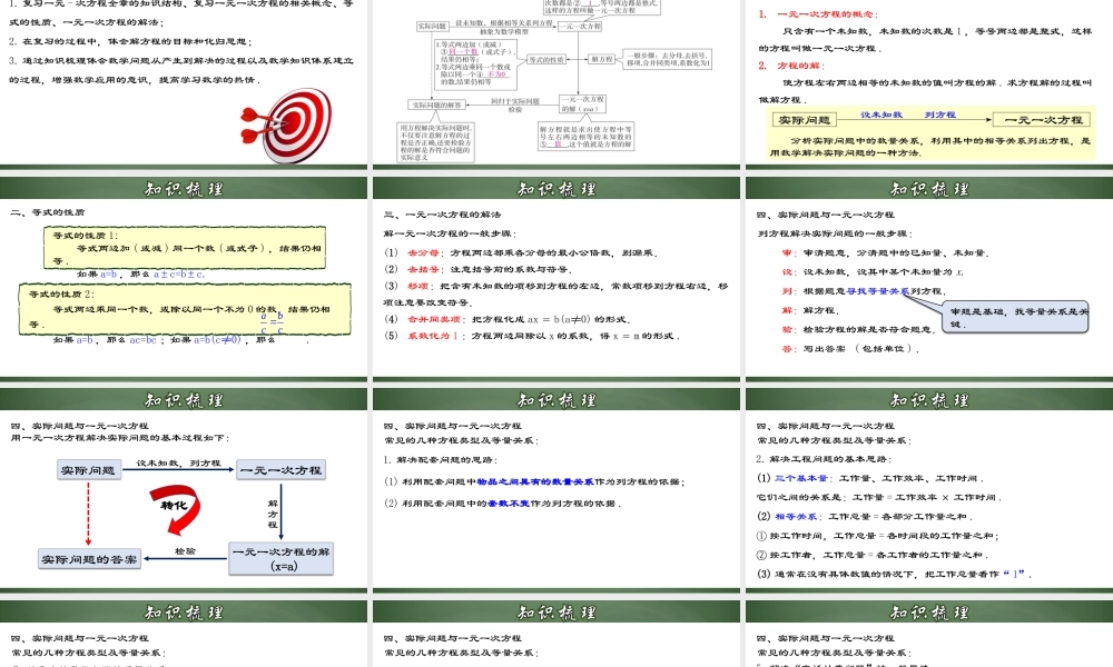 （2025秋季）新人教版七年级数学上册第三章 一元一次方程章节复习 课件