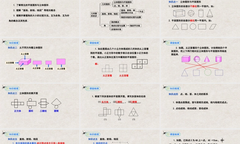  【25年秋季】新人教版七年级数学上册第4章几何图形初步复习与小结 课件