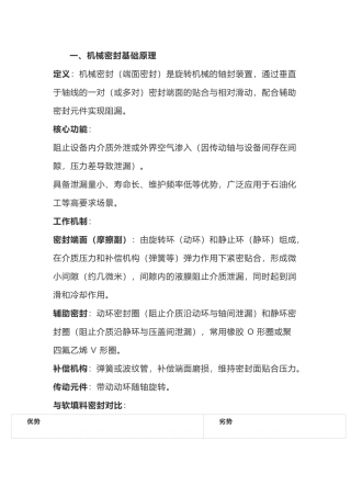 机械密封原理及维护
