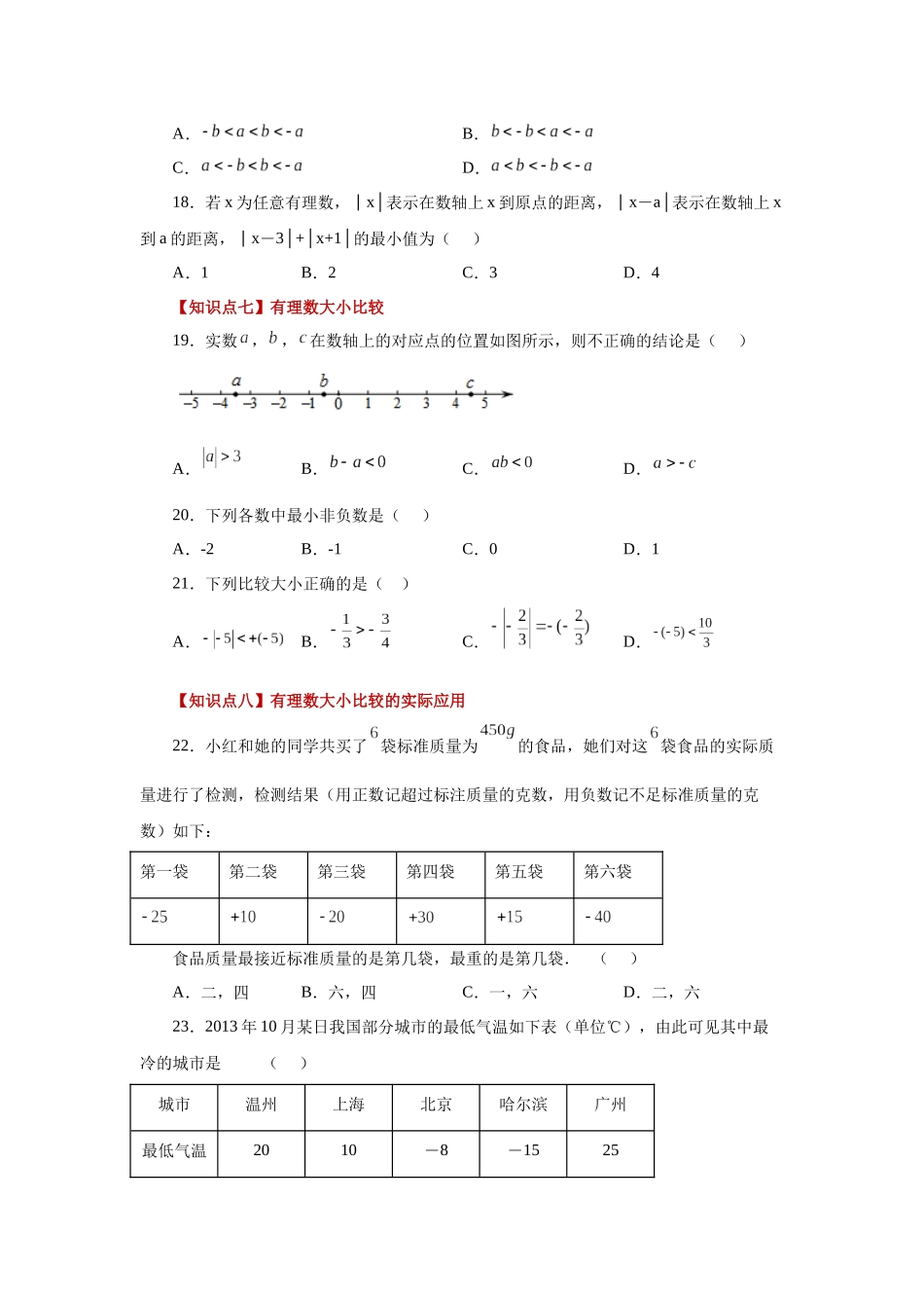 25秋人教七年级数学上册专项讲练1.15 绝对值（巩固篇）（专项练习）【附详解】_第3页
