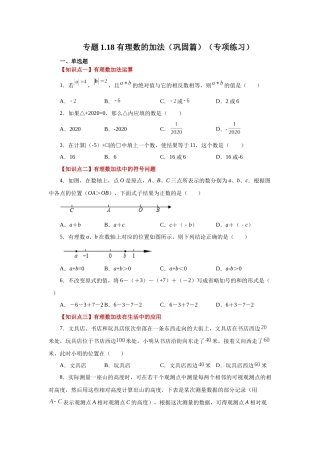 25秋人教七年级数学上册专项讲练1.18 有理数的加法（巩固篇）（专项练习）【附详解】