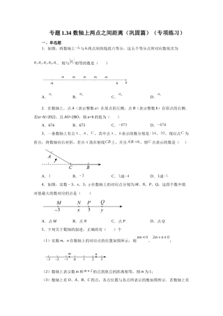 25秋人教七年级数学上册专项讲练1.34 数轴上两点之间距离（巩固篇）（专项练习）【附详解】