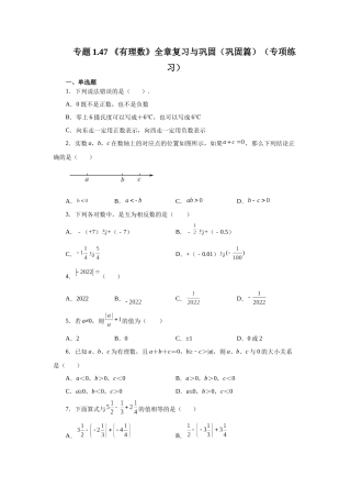 25秋人教七年级数学上册专项讲练1.47 《有理数》全章复习与巩固（巩固篇）（专项练习）【附详解】