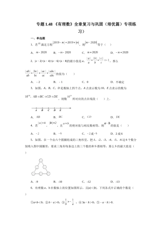25秋人教七年级数学上册专项讲练1.48 《有理数》全章复习与巩固（培优篇）（专项练习）【附详解】