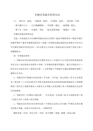 车辆及驾驶员管理办法